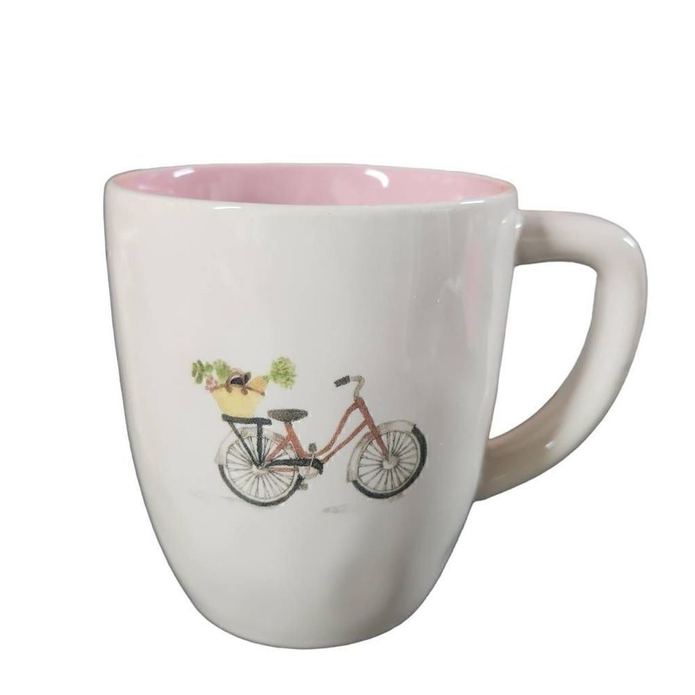 Rae Dunn White Pink Bicycle Coffee Mug